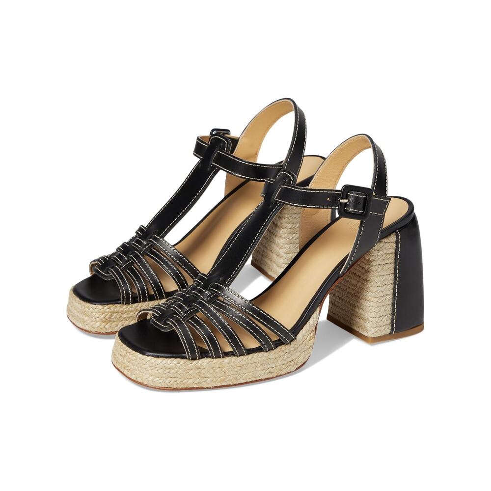 CASTANER Womens Vernia Sandals EU 37 US 6.5 Black Leather Block Heel NIB